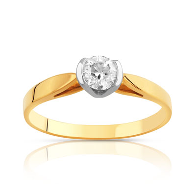 Bague solitaire 2 ors 750 diamant 30/100e de carat
