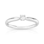 Bague solitaire or 750 blanc diamant 10/100e de carat