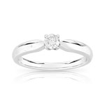 Bague solitaire or 750 blanc diamant 15/100e de carat