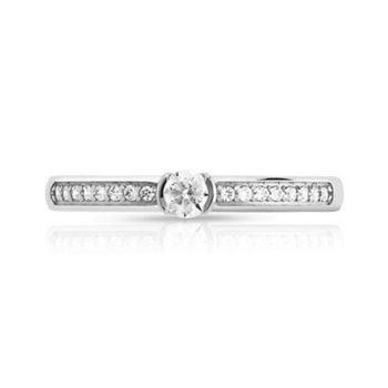 Bague solitaire or 750 blanc diamant 20/000e de carat