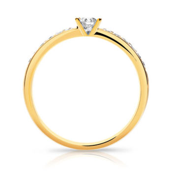 Bague solitaire or 750 jaune diamant 20/100e de carat