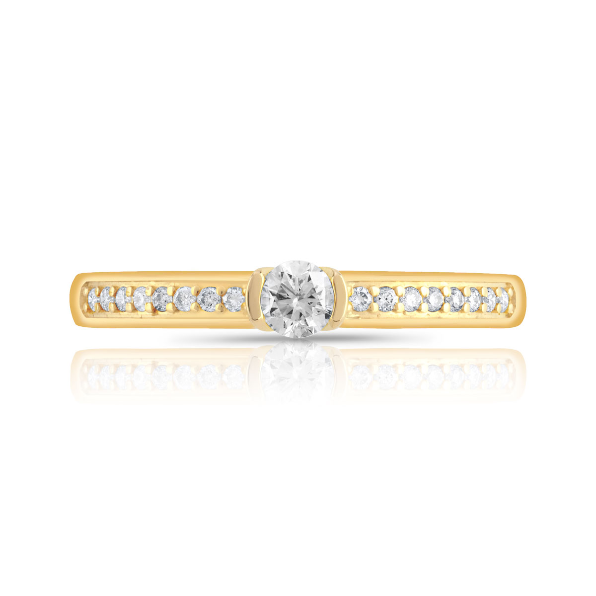 Bague solitaire or 750 jaune diamant 20/100e de carat - vue 3