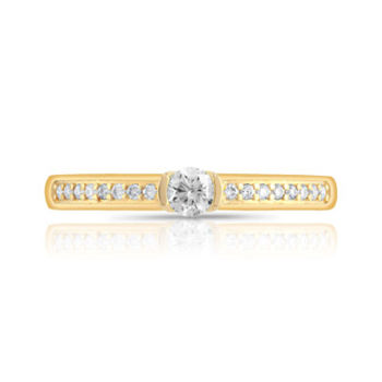 Bague solitaire or 750 jaune diamant 20/100e de carat