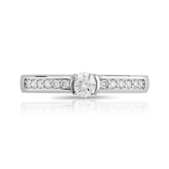 Bague solitaire or 750 blanc diamant 30/100e de carat