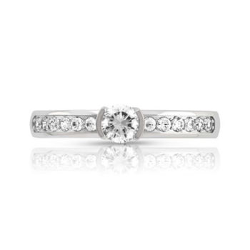 Bague solitaire or 750 blanc diamant 40/100e de carat