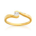 Bague solitaire or 750 jaune diamant 20/100e de carat