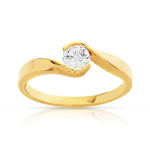 Bague solitaire or 750 jaune diamant 40/100e de carat