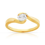 Bague solitaire or 750 jaune diamant 50/100e de carat