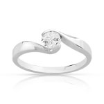 Bague solitaire or 750 blanc diamant 50/100e de carat