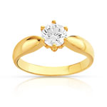 Bague solitaire or 750 jaune diamant 80/100e de carat