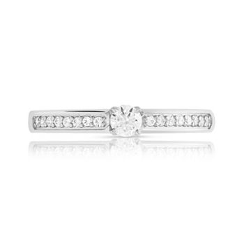 Bague solitaire or 750 blanc diamant 20/100e de carat