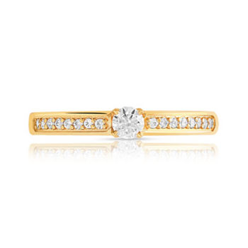 Bague solitaire or 750 jaune diamant 30/100e de cart