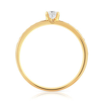 Bague solitaire or 750 jaune diamant 40/100e de carat