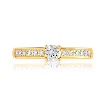 Bague solitaire or 750 jaune diamant 40/100e de carat