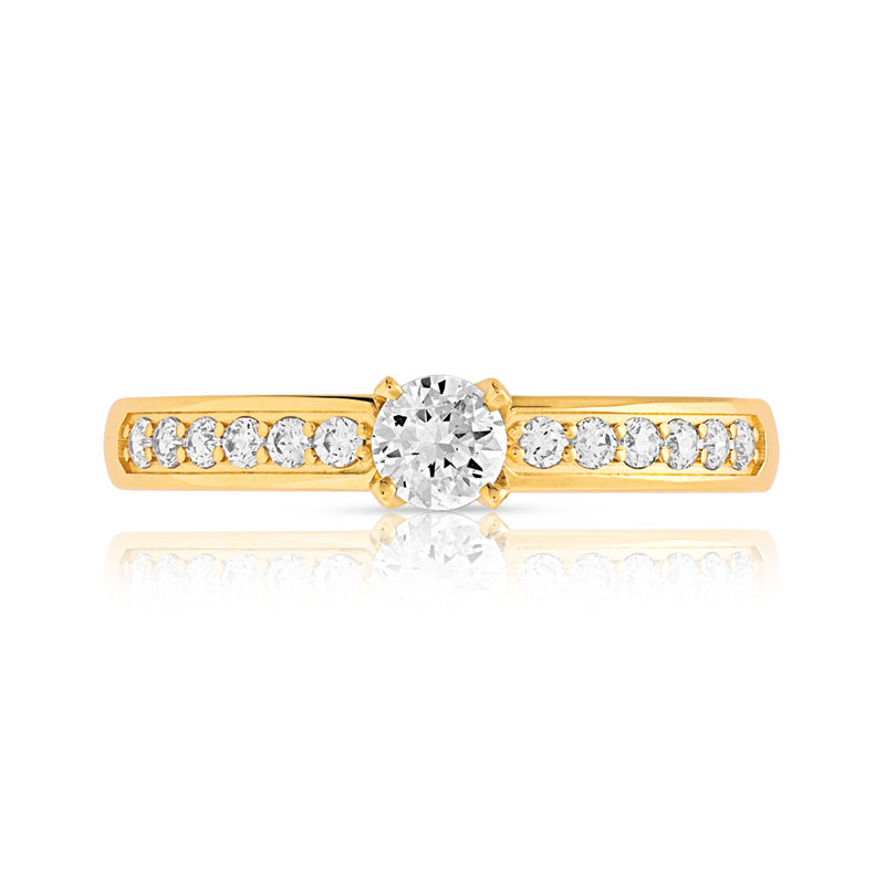 Bague solitaire or 750 jaune diamant 40/100e de carat - vue 3