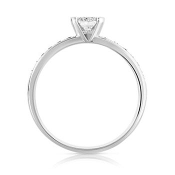 Bague solitaire or 750 blanc diamant 60/100e de carat