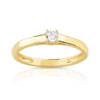 Bague solitaire or 750 jaune diamant 10/100e de carat