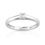 Bague solitaire or 750 blanc diamant 10/100e de carat