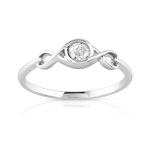 Bague solitaire or 750 blanc diamant 15/100e de carat