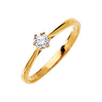 Bague solitaire or 750 jaune diamant 20/100e de carat