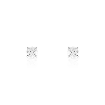 Boucles d' oreilles or 750 blanc diamant