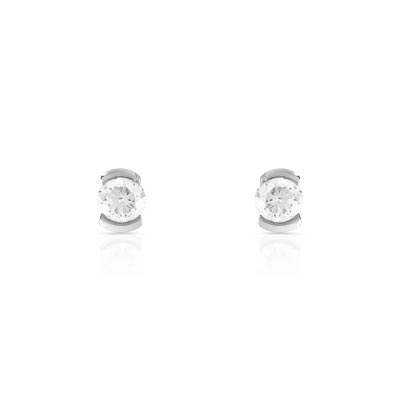 Boucles d'oreilles or 750 blanc diamant