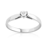 Bague solitaire or 750 blanc diamant 10/100e de carat
