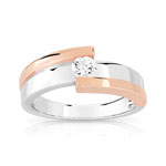 Bague solitaire 2 ors 750 diamant 25/100e de carat