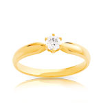 Bague solitaire or 750 jaune diamant 25/100e de carat