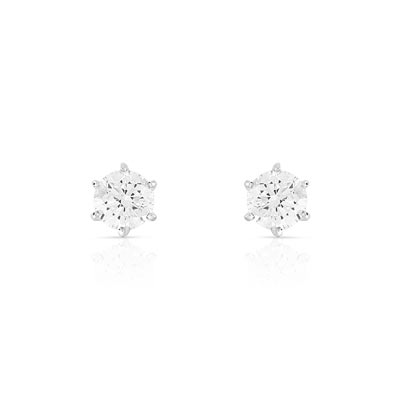 Boucles d'oreilles or 750 blanc diamant
