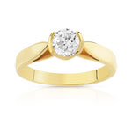 Bague solitaire or 750 jaune diamant 50/100e de carat
