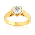 Bague solitaire or 750 jaune diamant 1 carat