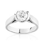 Bague solitaire or 750 blanc diamant 1 carat