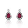 Boucles d'oreilles or 750 blanc rubis et diamant