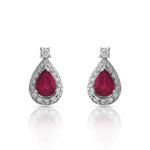 Boucles d&rsquo;oreilles or 750 blanc rubis et diamant