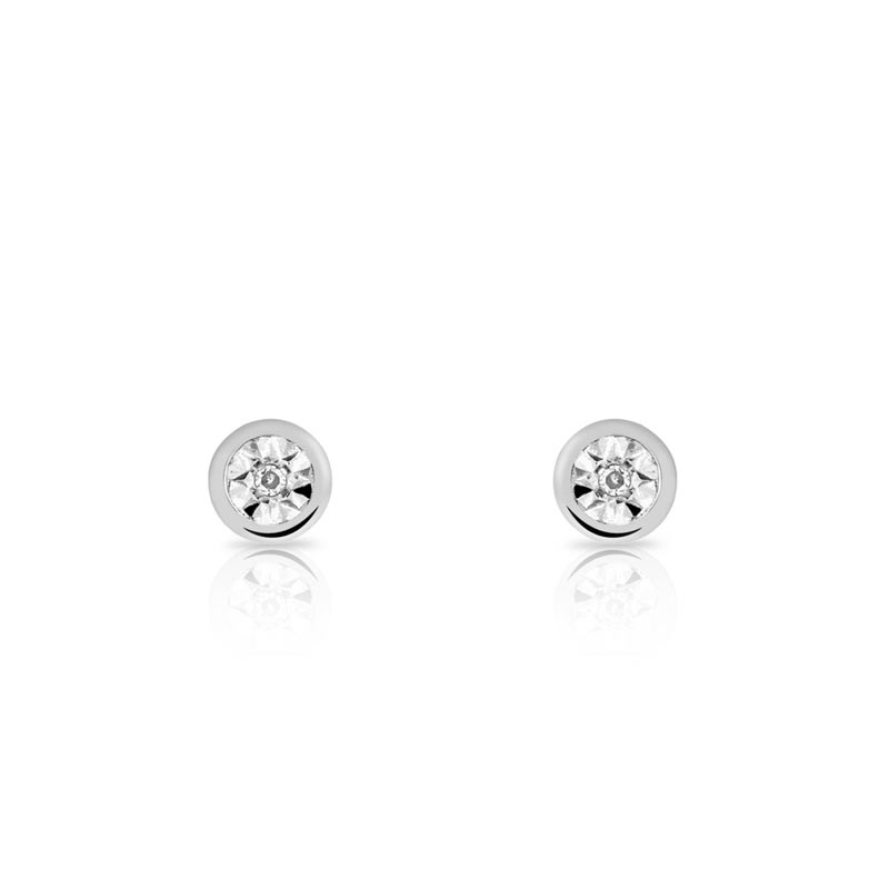 Boucles d'oreilles or 750 blanc diamant - vue 1