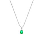 Collier or 750 blanc &eacute;meraude et diamant