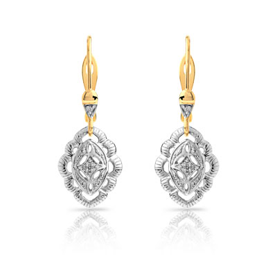 Boucles d'oreilles or 750 2 tons diamant