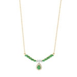 Collier or 750 2 tons &eacute;meraude et diamant