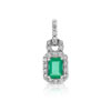 Pendentif or 750 blanc émeraude et diamant