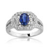 Bague or 750 blanc saphir et diamant