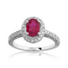 Bague or 750 blanc rubis et diamant