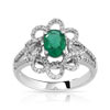 Bague or 750 blanc émeraude et diamant