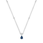 Collier or 750 blanc saphir et diamant