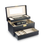 Coffret bijoux cuir imitation noir