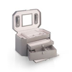 Coffret bijoux cuir imitation gris
