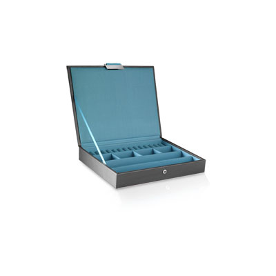 Coffret à bijoux cuir imitation gris - vue D2