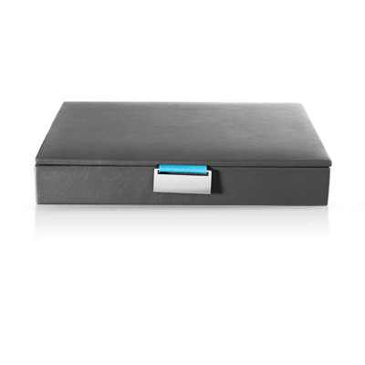 Coffret à bijoux cuir imitation gris - vue D3