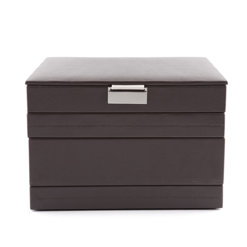 Coffret à bijoux cuir imitation marron - vue V1