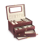Coffret bijoux cuir imitation marron